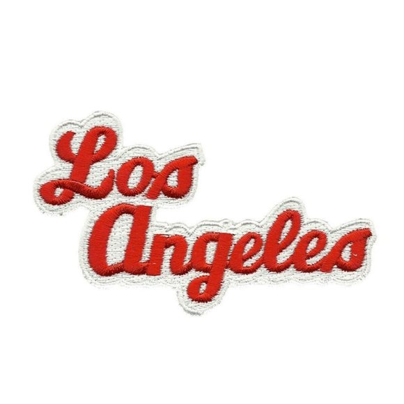 Los Angeles California Iron on Patch Red White Script Souvenir Travel Patch Appl - Picture 4 of 4